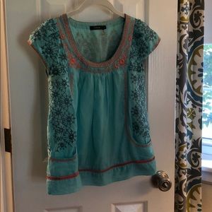 Turquoise, Coral Resort Style Top
